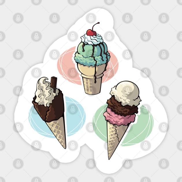 Ice Cream Trio Sticker by Abbilaura